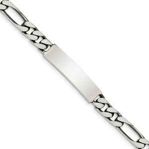 Black Bow Jewelry Mens 8mm Antiqued Sterling Silver Engravable Figaro Link I.D. Bracelet - 1 of 4