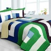 Slickblue Full/Queen Quilt Set, 100% TC Fabric Vermicelli Quilted Patchwork, Reversible, Multi Design & Color, 3pc - 2 of 4