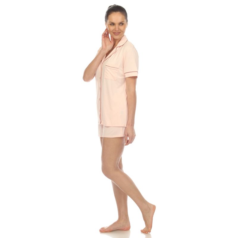 White Mark Women's Short Sleeve Viscose from Bamboo Pajama Set, 2 of 6