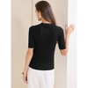 INSPIRE CHIC Women's Ribbed Knit V Neck Button Henley Half Sleeve Shirt - 4 of 4