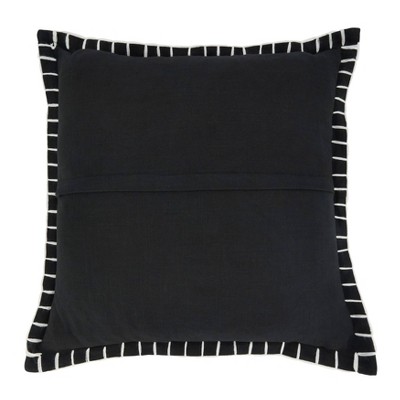 Black Cotton Chunky Whip Stitch Throw Pillow Cover