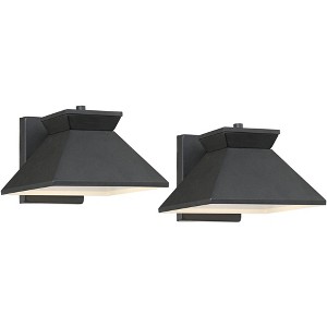 John Timberland Whatley Rustic Industrial Outdoor Wall Light Fixtures Set of 2 Black Metal LED 6 1/4" for Post Exterior Barn Deck House - 1 of 4
