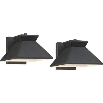 John Timberland Whatley Rustic Industrial Outdoor Wall Light Fixtures Set of 2 Black Metal LED 6 1/4" for Post Exterior Barn Deck House