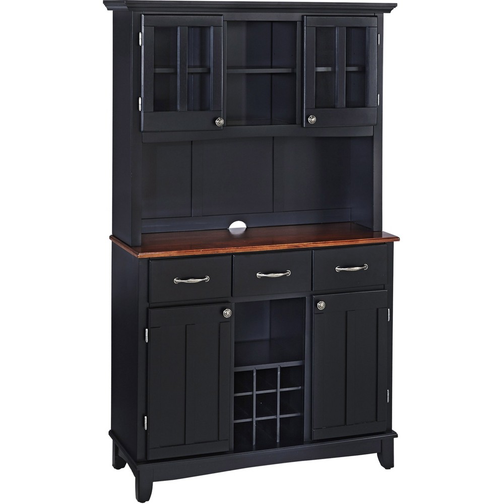 Photos - Display Cabinet / Bookcase Buffet with 2 Door Hutch Wood/Black/Cherry - Home Styles