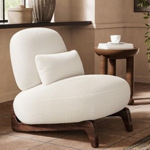 Mid Century Modern Armless Accent Chair with Lamb Wool Fabric, Upholstered Living Room Chairs with Waist Cushion - Morden Fort - 1 of 4