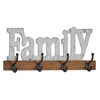 Farmhouse Wood Irregular Wall Hook White - Olivia & May