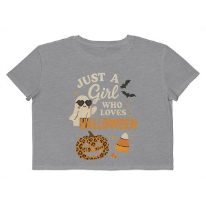 Rerun Island Women Just A Girl Who Lives Halloween Elements Short Sleeve Graphic Cotton Cropped Loose T-shirt - 1 of 4