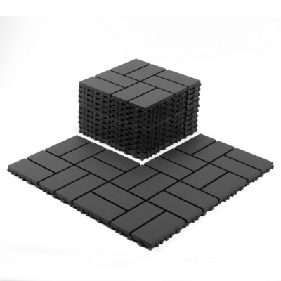 Syemin Carpet Tiles Plastic 44 Packs of Terrace Decking Tiles, Waterproof for All-Weather Use, Backyard Pool Decking Tiles, Gray, 12"*12"*0.8"