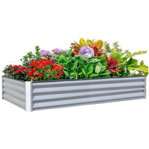 WELLFOR Rectangular Metal Outdoor Garden Bed Silver 47.25"x94.49" - 1 of 4
