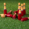Toy Time 10-Pin Lawn Bowling Game/Skittle Ball Set With Mesh Bag - Red and Gray - 2 of 4