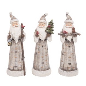Transpac Resin Birch Santa Figurine Set of 3 Colorful Christmas Tabletop Decor for Indoor Use Perfect Holiday Gift - 1 of 1