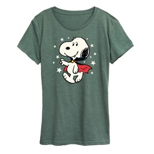Women's - Peanuts - Snoopy Vampire Stars Glow In The Dark Short Sleeve Graphic T-Shirt - 1 of 4