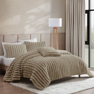 Riverbrook Home 3pc Twin Extra Long Everett Channel Comforter Set Taupe - 1 of 4