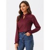Allegra K Women's Bow Tie Neck Ruffled Collar Printed Long Sleeve Vintage Blouse - 2 of 4