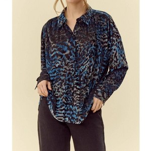 Women's Velvet Leopard Print Blouse - Jodifl - 1 of 4