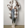 Coolmee Women's Long Flannel Plaid Jacket Shacket Cozy Lapel Button Down Shirt Jacket Fuzzy Trench Coat - 2 of 4