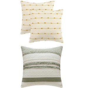 REGALWOVEN 3 Pcs Striped Modern Decorative Throw Pillow Covers Square 18" x 18" - 1 of 4