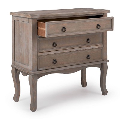 Elegant Farmhouse Light Gray 3-Drawer Storage Chest