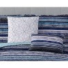 Full/Queen 5pc Hartley Stripe Quilt Set Blue - Geneva Home Fashion: Microfiber, Reversible, Includes Decorative Pillows - 3 of 3