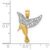Black Bow Jewelry 14k Yellow Gold & White Rhodium Filigree Hummingbird Pendant, 16mm - 4 of 4