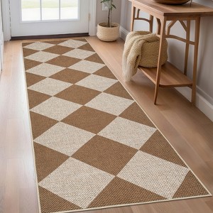 Washable Easy Jute Area Rugs for Living Room Bedroom Modern Geometric Checkered Indoor Outdoor Rug - 1 of 4