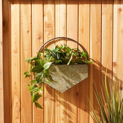 Medium Galvanized Metal Diamond Wall Planter for Indoor/Outdoor Use