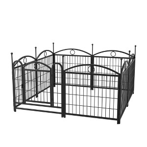 SEVOBAL Pet Crates and Houses 8 Panel Metal Dog Playpen with Doors for Indoor Outdoor Yard Living Room, Black, 48.4"*48.4"*24.2" - 1 of 4