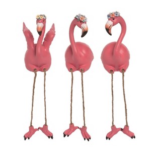 Transpac Resin Pink Flamingo Shelf Sitter Set of 3 Spring Home Decorations - 1 of 1