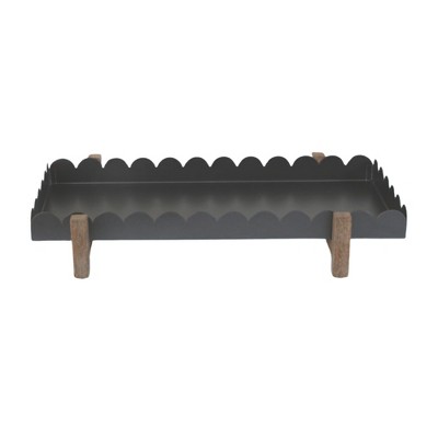 VIP Metal 24 in. Black Scalloped Sides Tray