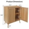 Buffet Cabinet with Storage, Entryway Storage Cabinet with Rattan Decorated Doors & Adjustable Shelves Wood - 2 of 4