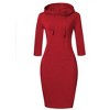 Women's Casual Long Sweatshirts 3/4 Sleeve Hooded Bodycon Dress with Kangaroo Pocket - 4 of 4