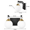 PAKOKULA 2-Light Black and Gold Vanity Light with White Globe Frosted Glass Shade - 4 of 4