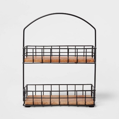 Iron and Mangowood 2-Tier Wire Spice Rack Black - Threshold&#8482;