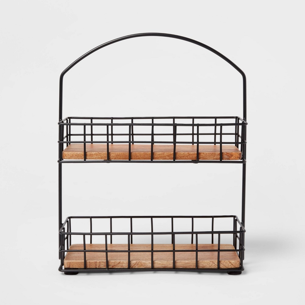 Photos - Other Accessories Iron and Mangowood 2-Tier Wire Spice Rack Black - Threshold™