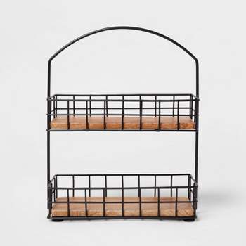 Iron and Mangowood 2-Tier Wire Spice Rack Black - Threshold™