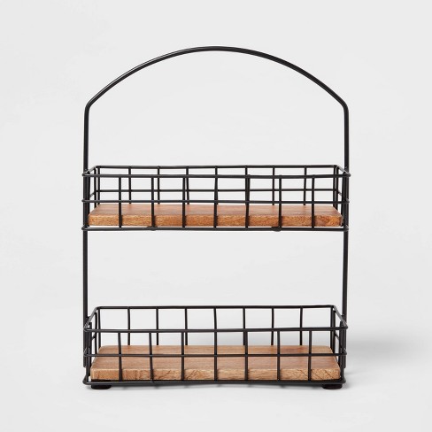 Iron and Mangowood 2-Tier Wire Spice Rack Black - Threshold™ - image 1 of 3