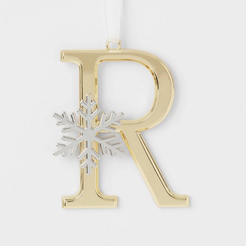 Metal Monogram Christmas Tree Ornament Letter R Silver - Wondershop™