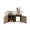 Outdoor Bar Table With One Ice Bucket, Lockable Wheels, Side Basket For Garden, Wicker Bar Cart With Cabinet, Bar Cart Outdoor-Cuddlewood - 3 of 4