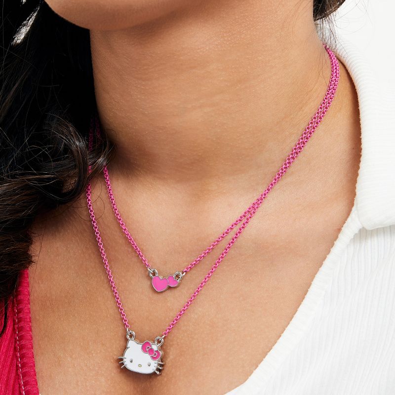 Hello Kitty Pink Enamel Hearts Double Necklace Set, 2 of 7