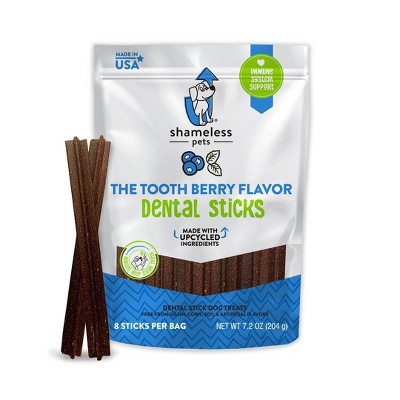 Shameless Pets Tooth Berry Flavor Dental Stick Dog Treats - 8ct