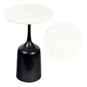 JONATHAN Y Pip 20.25" Classic Designer Metal Drink Table & Decorative End Table with White Marble Round Top & Bell Pedestal Base - 1 of 4