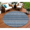 Denim Blue And Ivory Striped Washable Indoor Outdoor Area Rug - 2 of 4