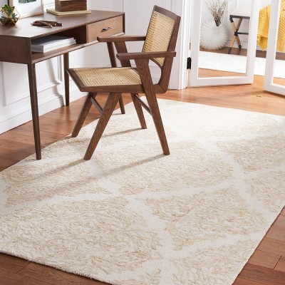 SAFAVIEH Abstract Rachelle Trellis Wool Area Rug, Ivory/Beige, 5' x 8'