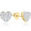 Pompeii3 1/2Ct Heart Shape Diamond Studs Yellow Gold Lab Created 7mm Women's Earrings - 2 of 4