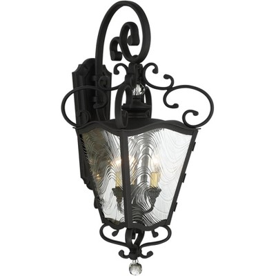 Minka Lavery Vintage Outdoor Wall Light Fixture Coal 3-Light 32 1/4" Clear Textured Glass for Post Exterior Barn Porch Yard Patio