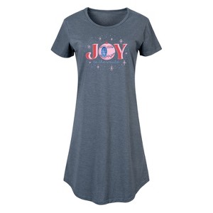 Women's - Instant Message - Christmas Joy To The World Sparkle Graphic T-shirt Dress - 1 of 4