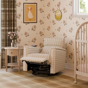 Namesake Willa Deluxe Recliner and Swivel Glider with Heat and Massage - Tan Gingham - 1 of 4