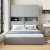 KIGFTSOD Full Size Wooden Platform Bed with USB, Storage Headboard and Drawers - 2 of 4