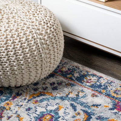 Izil Light Gray and Blue 9' x 12' Synthetic Persian Area Rug