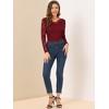 INSPIRE CHIC Women's Floral Embroidery Sheer Long Sleeves Lace Blouse - 3 of 4